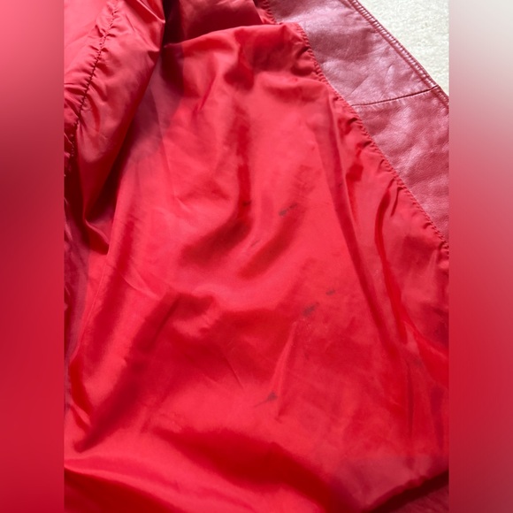 Y2K Preston & York Geniune leather full length Chrismats Red jacket XL - Picture 10 of 14